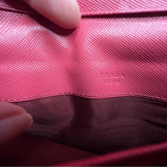 Pre-owned Prada Pink Saffiano Leather Continental Flap Wallet - Picture 6 of 14